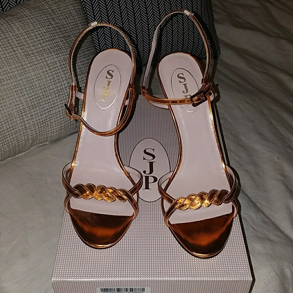 Authentic Sarah Jessica Parker  metallic heels SJP